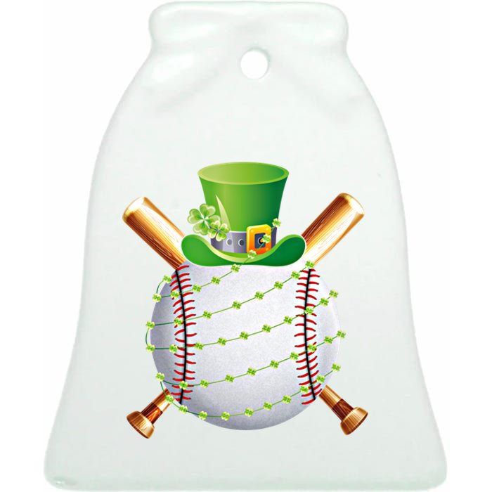 Funny Baseball St Patricks Day 2024 Ball Leprechaun Catcher Meaningful Gift Ceramic Bell Ornament