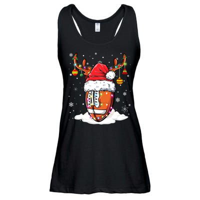 Football Ball Santa Hat Reindeer Christmas Lights Boys Mens Ladies Essential Flowy Tank