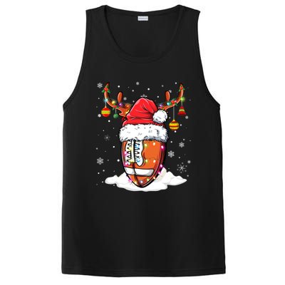 Football Ball Santa Hat Reindeer Christmas Lights Boys Mens PosiCharge Competitor Tank