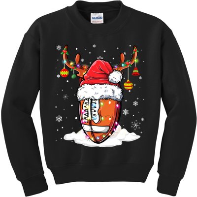 Football Ball Santa Hat Reindeer Christmas Lights Boys Mens Kids Sweatshirt