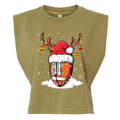 Football Ball Santa Hat Reindeer Christmas Lights Boys Mens Garment-Dyed Women's Muscle Tee