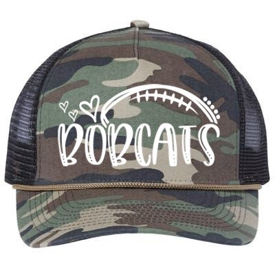 Football Bobcat School Sports Fan Team Spirit Great Gift Retro Rope Trucker Hat Cap