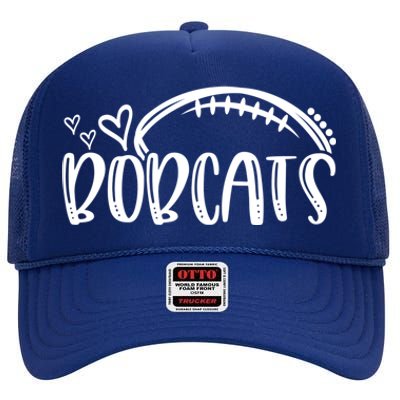 Football Bobcat School Sports Fan Team Spirit Great Gift High Crown Mesh Back Trucker Hat