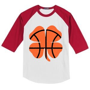 Funny Basketball Shamrock Happy St Patricks Day Cool Gift Kids Colorblock Raglan Jersey