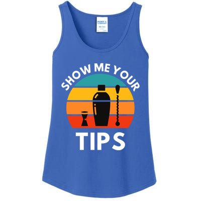 Funny Bartender Show Me Your Tips Mixologist Funny Gift Ladies Essential Tank