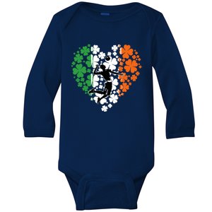 Funny Basketball Shamrock St Patrick's Day Ireland Flag Gift Baby Long Sleeve Bodysuit