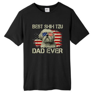 Funny Best Shih Tzu Dad Ever Dog Lover American Flag Gift Tall Fusion ChromaSoft Performance T-Shirt