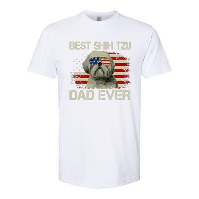 Funny Best Shih Tzu Dad Ever Dog Lover American Flag Gift Softstyle® CVC T-Shirt