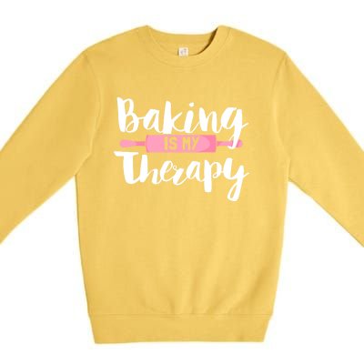 Funny Baker Saying I Baking Is My Therapy Funny Gift Premium Crewneck Sweatshirt