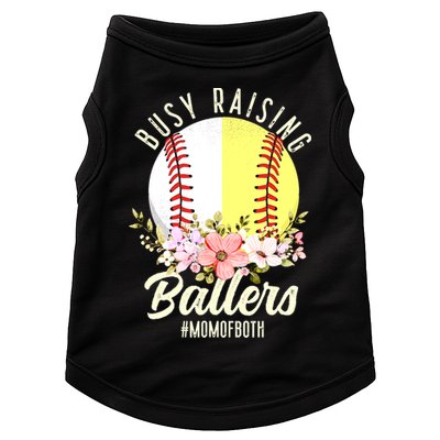 Funny Baseball Softball Mom Of Both Busy Raising Ballers Doggie Tank