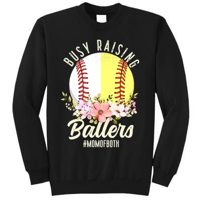 Funny Baseball Softball Mom Of Both Busy Raising Ballers Sweatshirt