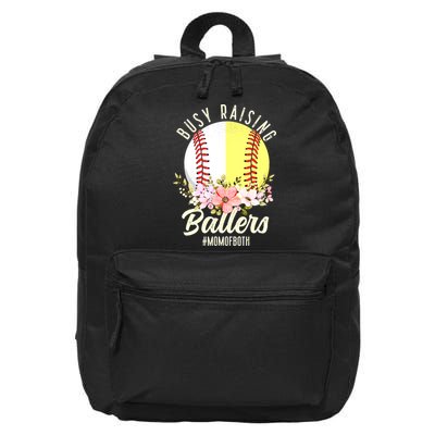 Funny Baseball Softball Mom Of Both Busy Raising Ballers 16 in Basic Backpack