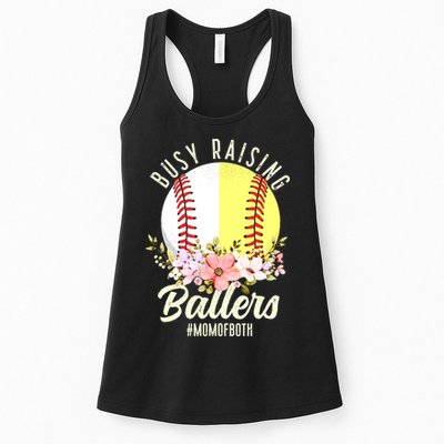 Funny Baseball Softball Mom Of Both Busy Raising Ballers Womens Tank Top
