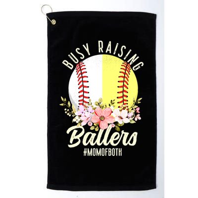 Funny Baseball Softball Mom Of Both Busy Raising Ballers Golf Towel