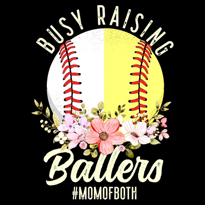 Funny Baseball Softball Mom Of Both Busy Raising Ballers Toddler T-Shirt
