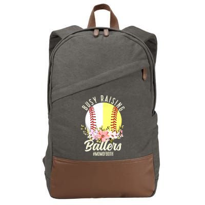 Funny Baseball Softball Mom Of Both Busy Raising Ballers Cotton Canvas Backpack