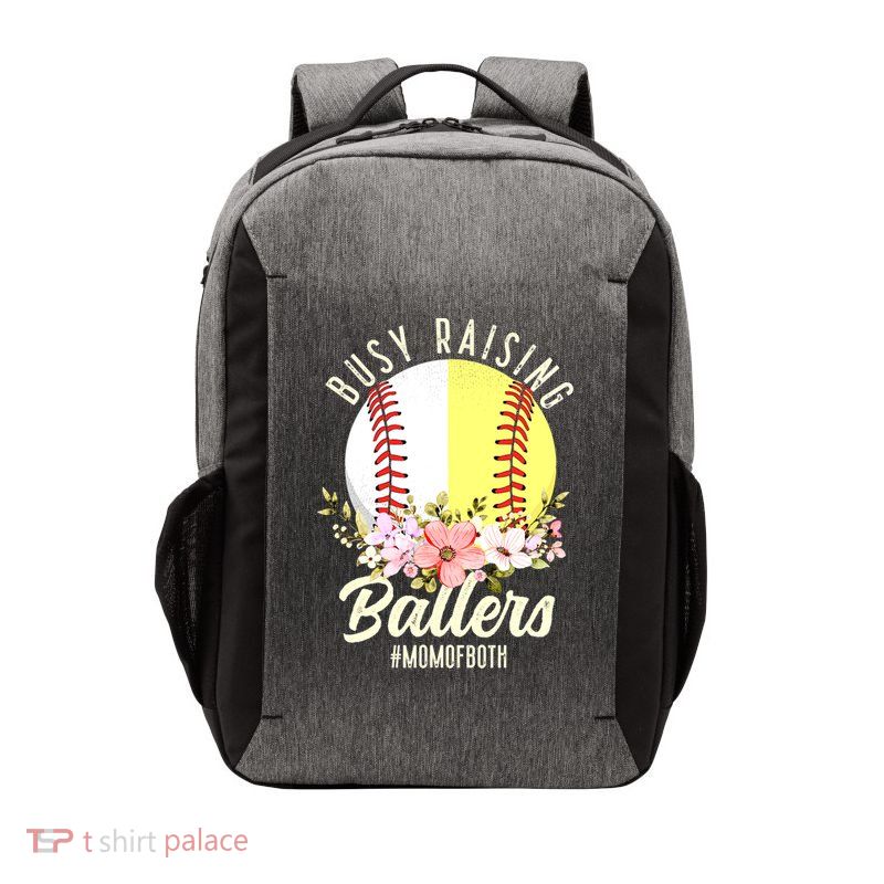 Funny Baseball Softball Mom Of Both Busy Raising Ballers Vector Backpack