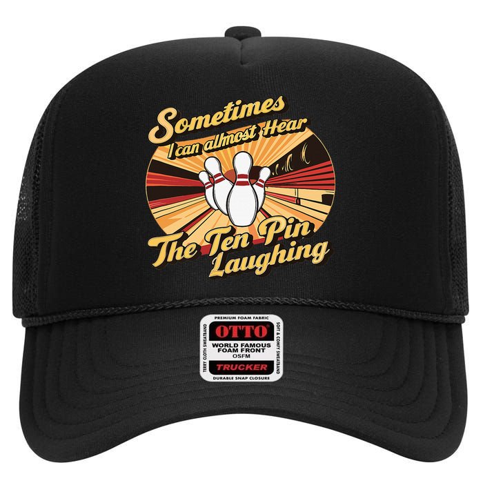 Funny Bowling Ten Pin Laughing High Crown Mesh Back Trucker Hat