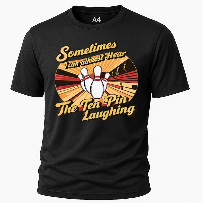 Funny Bowling Ten Pin Laughing Cooling Performance Crew T-Shirt