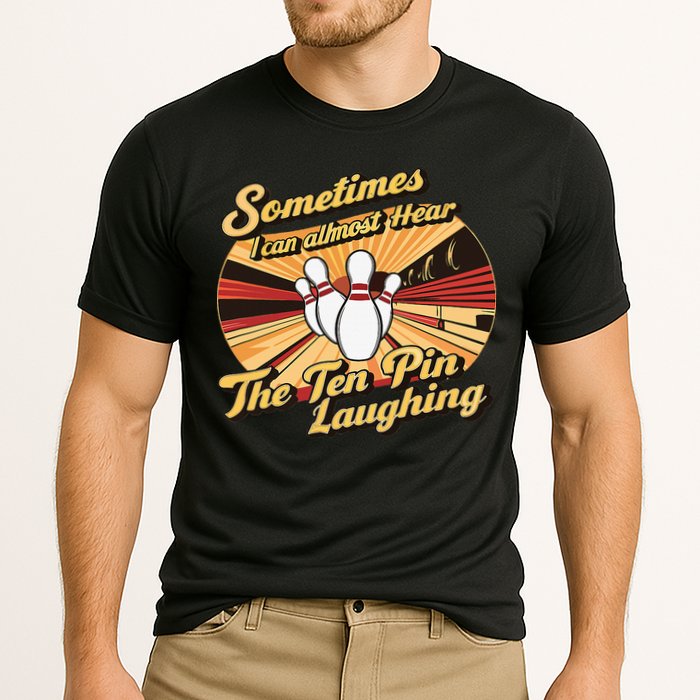 Funny Bowling Ten Pin Laughing Cooling Performance Crew T-Shirt