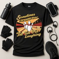 Funny Bowling Ten Pin Laughing Cooling Performance Crew T-Shirt