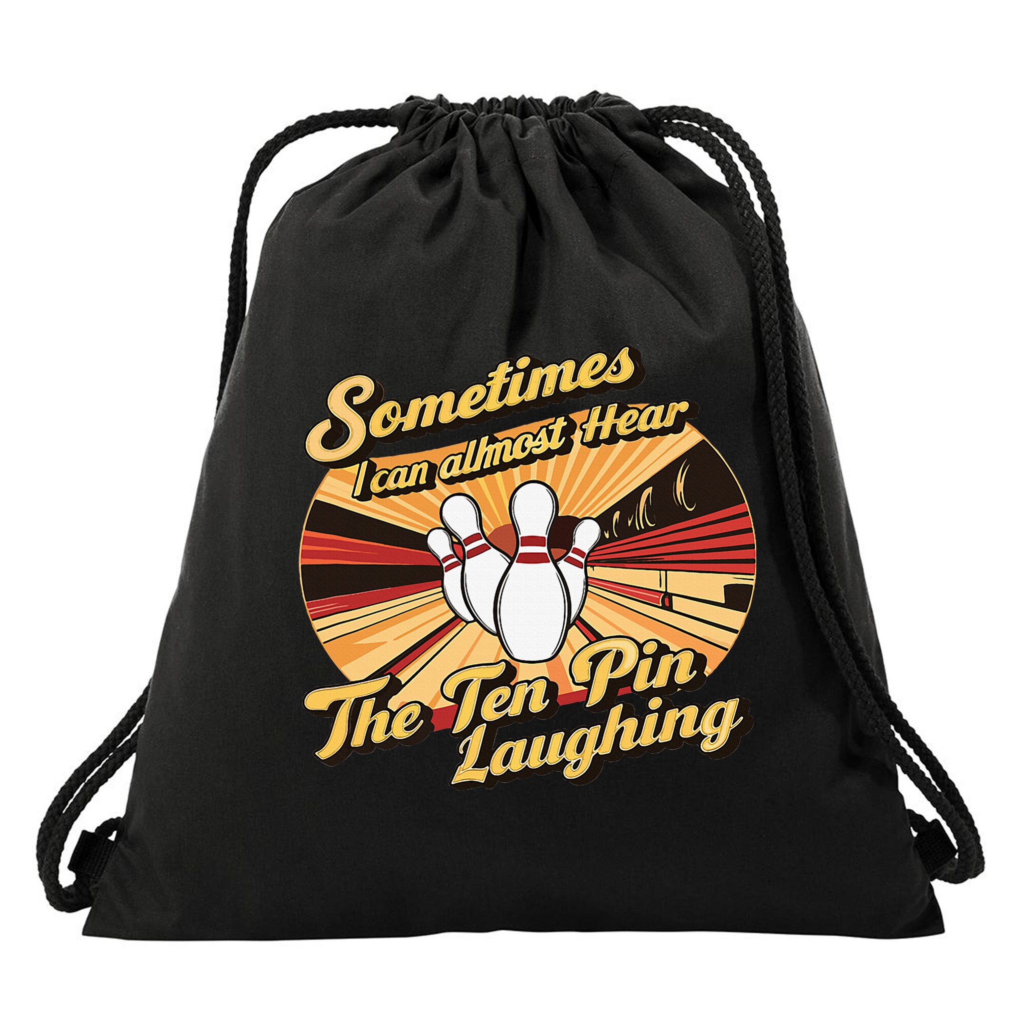 Funny Bowling Ten Pin Laughing Drawstring Bag