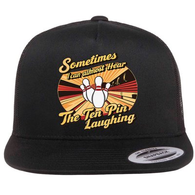 Funny Bowling Ten Pin Laughing Flat Bill Trucker Hat