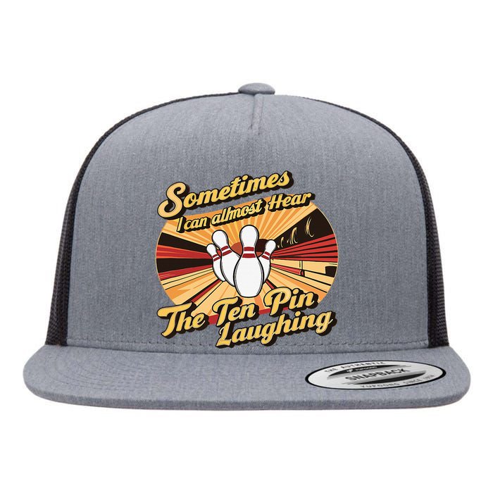 Funny Bowling Ten Pin Laughing Flat Bill Trucker Hat