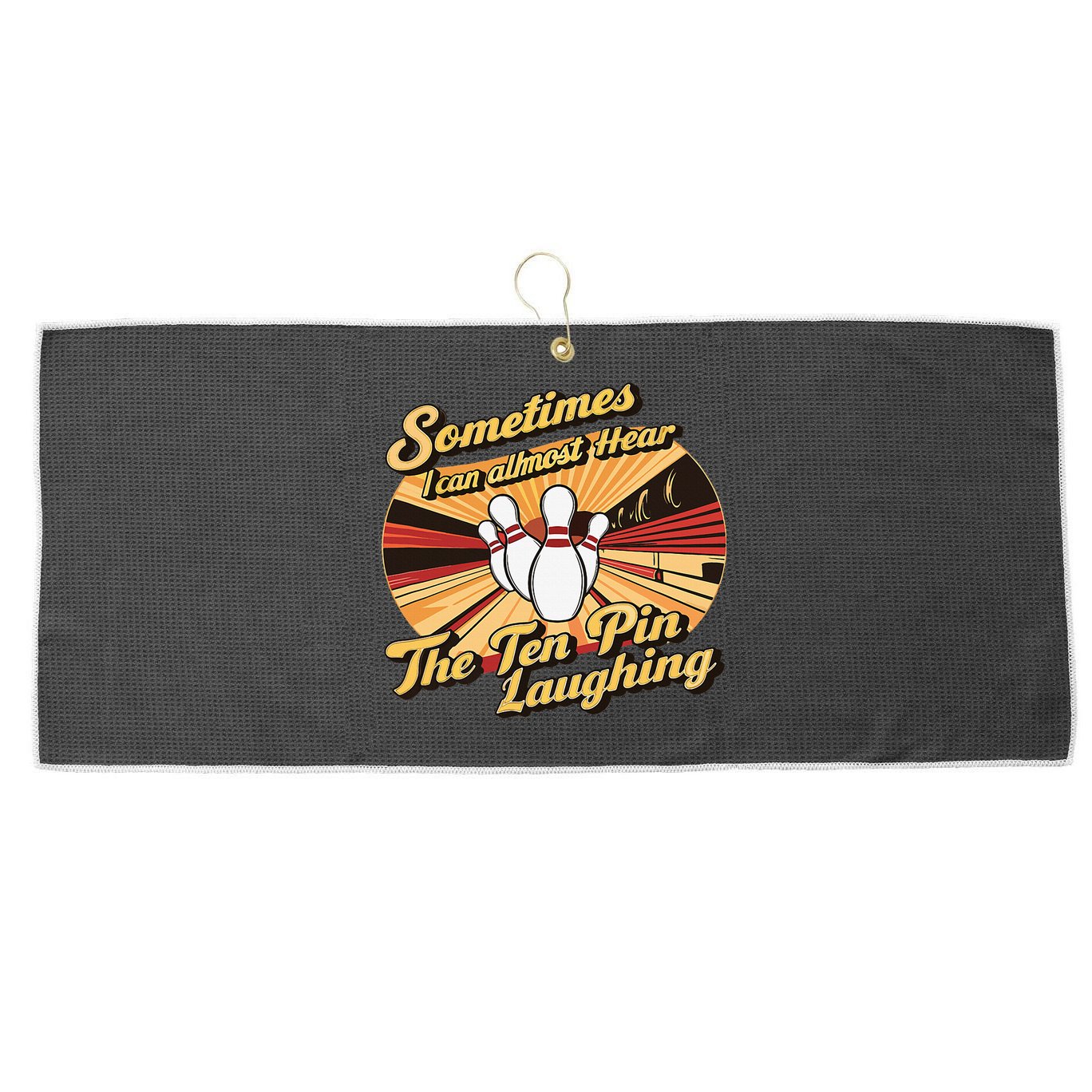 Funny Bowling Ten Pin Laughing Large Microfiber Waffle Golf Towel