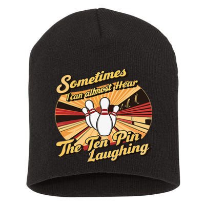 Funny Bowling Ten Pin Laughing Short Acrylic Beanie