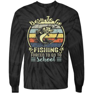 Funny Born To Go Fishing Bass Fish Fisherman Cute Tie-Dye Long Sleeve Shirt