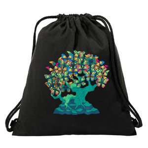 Funny Butterfly Tree Beautiful Art Drawstring Bag