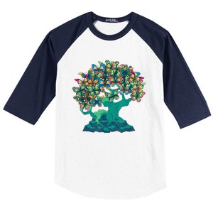 Funny Butterfly Tree Beautiful Art Baseball Sleeve Shirt