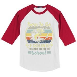 Funny Born To Go Fishing Bass Fish Fisherman Gift Kids Colorblock Raglan Jersey