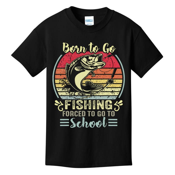 Funny Born To Go Fishing Bass Fish Fisherman Kids T-Shirt