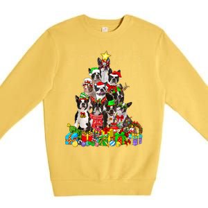 Funny Boston Terrier Dog Christmas Tree Lights Xmas Pajama Meaningful Gift Premium Crewneck Sweatshirt