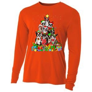 Funny Boston Terrier Dog Christmas Tree Lights Xmas Pajama Meaningful Gift Cooling Performance Long Sleeve Crew