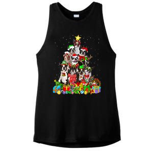 Funny Boston Terrier Dog Christmas Tree Lights Xmas Pajama Meaningful Gift Ladies PosiCharge Tri-Blend Wicking Tank