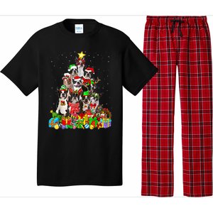 Funny Boston Terrier Dog Christmas Tree Lights Xmas Pajama Meaningful Gift Pajama Set