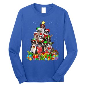 Funny Boston Terrier Dog Christmas Tree Lights Xmas Pajama Meaningful Gift Long Sleeve Shirt