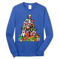 Funny Boston Terrier Dog Christmas Tree Lights Xmas Pajama Meaningful Gift Long Sleeve Shirt