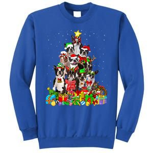 Funny Boston Terrier Dog Christmas Tree Lights Xmas Pajama Meaningful Gift Sweatshirt