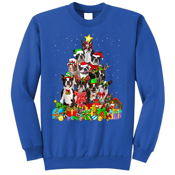 Funny Boston Terrier Dog Christmas Tree Lights Xmas Pajama Meaningful Gift Sweatshirt