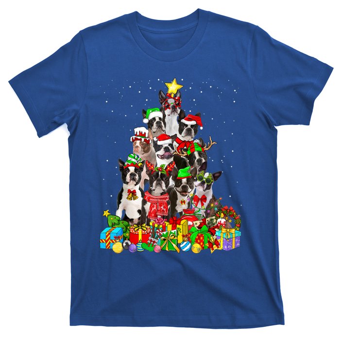 Funny Boston Terrier Dog Christmas Tree Lights Xmas Pajama Meaningful Gift T-Shirt