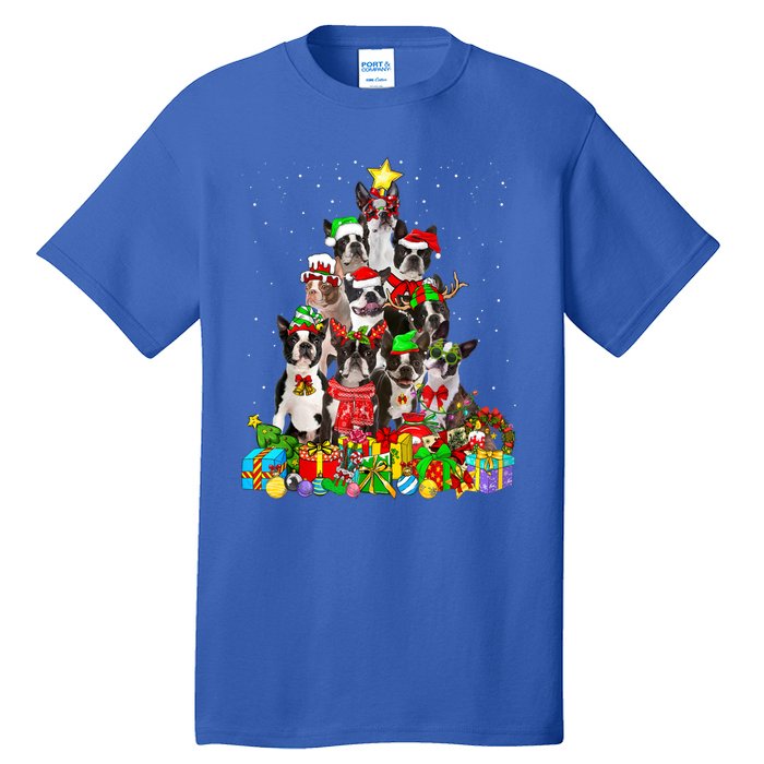 Funny Boston Terrier Dog Christmas Tree Lights Xmas Pajama Meaningful Gift Tall T-Shirt