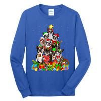 Funny Boston Terrier Dog Christmas Tree Lights Xmas Pajama Meaningful Gift Tall Long Sleeve T-Shirt