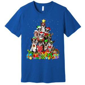 Funny Boston Terrier Dog Christmas Tree Lights Xmas Pajama Meaningful Gift Premium T-Shirt