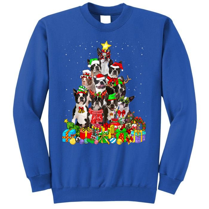 Funny Boston Terrier Dog Christmas Tree Lights Xmas Pajama Meaningful Gift Tall Sweatshirt