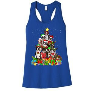 Funny Boston Terrier Dog Christmas Tree Lights Xmas Pajama Meaningful Gift Women's Racerback Tank