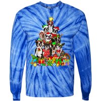 Funny Boston Terrier Dog Christmas Tree Lights Xmas Pajama Meaningful Gift Tie-Dye Long Sleeve Shirt